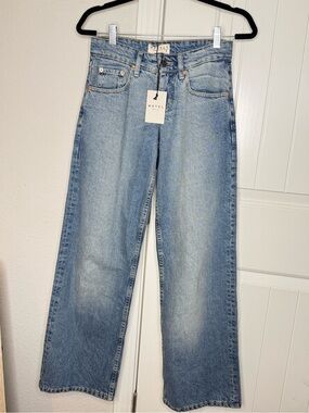 Motel Rocks Low Rise Parallel Jeans Vintage Bleach W24 L32 NWT